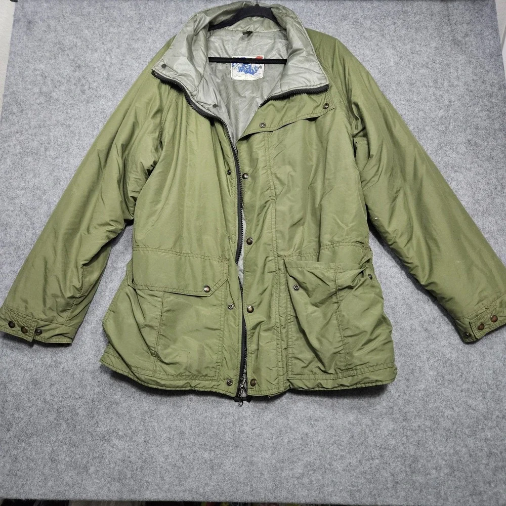 VTG Wiggys Lamilite Insulated Puffer Parka Jacket GREEN Adult XL Made In USA
